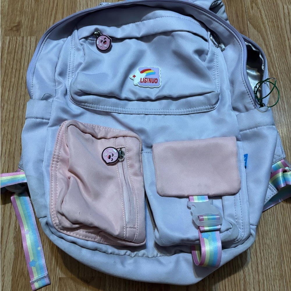 Kids Backpack with Pink and White Design